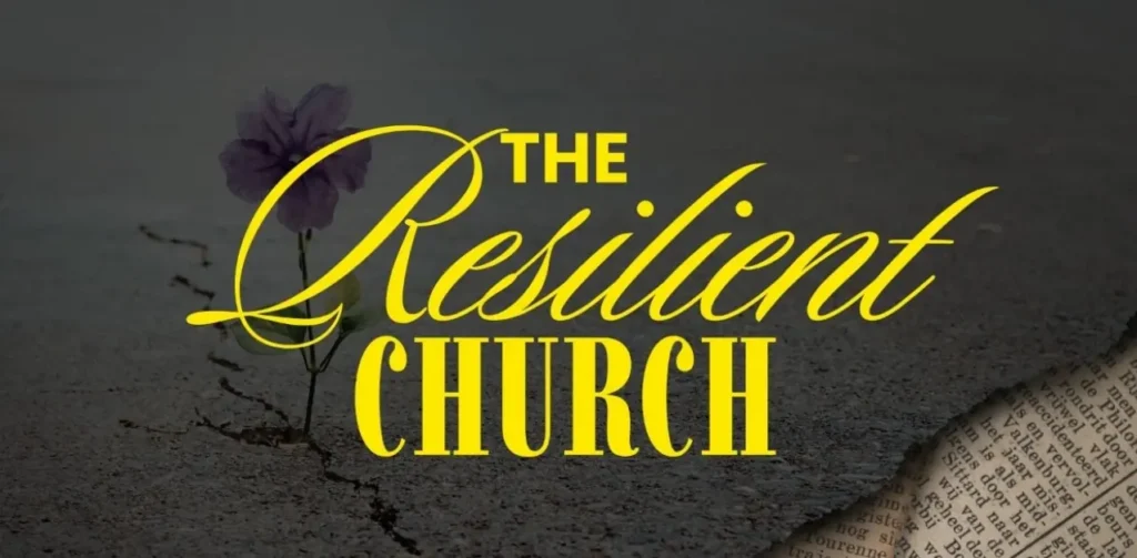 The Resilient Church sermon series graphic featuring a flower growing through cracked pavement, symbolizing hope, strength, and perseverance through Christ. Join Pastor Winfred Obleton at Waukegan Community Church for this inspiring Sunday message.